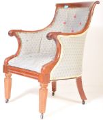 GEORGE III REGENCY MAHOGANY LIBRARY BERGERE CHAIR