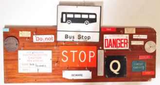 RETRO WOODEN COATRACK STAND WITH VINTAGE SIGNS