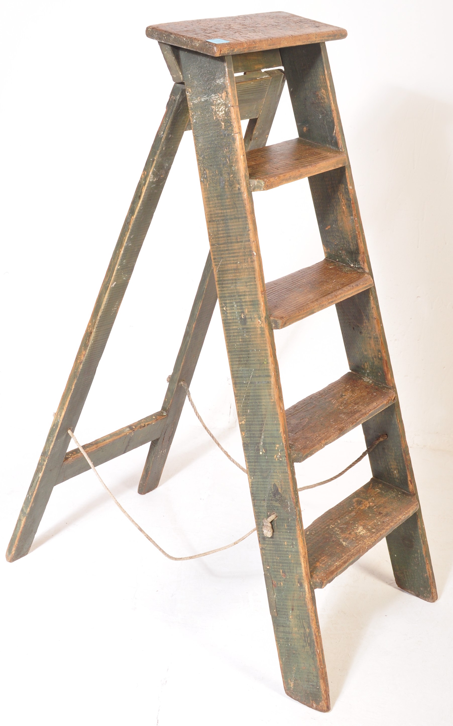 EARLY 20TH CENTURY FOLDING PINE A FRAME STEP LADDER - Image 2 of 7