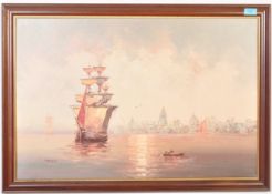 L. ALEXIS VENICE SHIP OIL ON CANVAS PAINTING