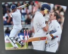 ENGLAND CRICKET - KEVIN PIETERSEN & ANDREW STRAUSS - SIGNED PHOTOS