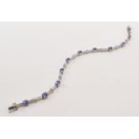 HALLMARKED 18CT WHITE GOLD TANAZANITE & DIAMOND BR