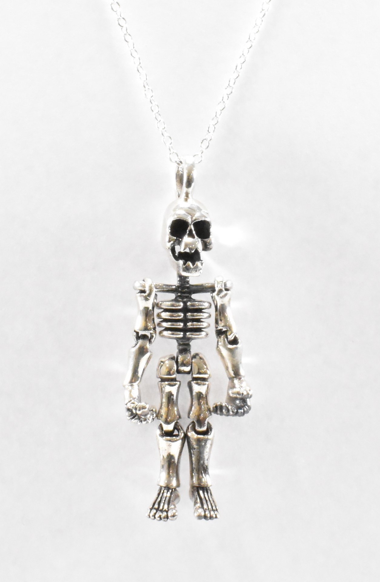 SILVER SKELETON PENDANT NECKLACE - Image 5 of 10