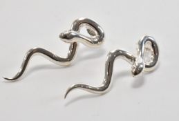 PAIR OF SILVER SERPENT STUD EARRINGS