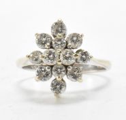 HALLMARKED 18CT WHITE GOLD & DIAMOND CLUSTER RING