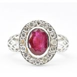 GOLD RUBY & DIAMOND CLUSTER RING