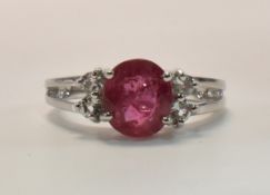 HALLMARKED 9CT GOLD RUBY & TOPAZ RING