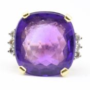 HALLMARKED 18CT GOLD AMETHYST & DIAMOND RING