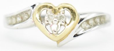 HALLMARKED 9CT GOLD & DIAMOND HEART RING