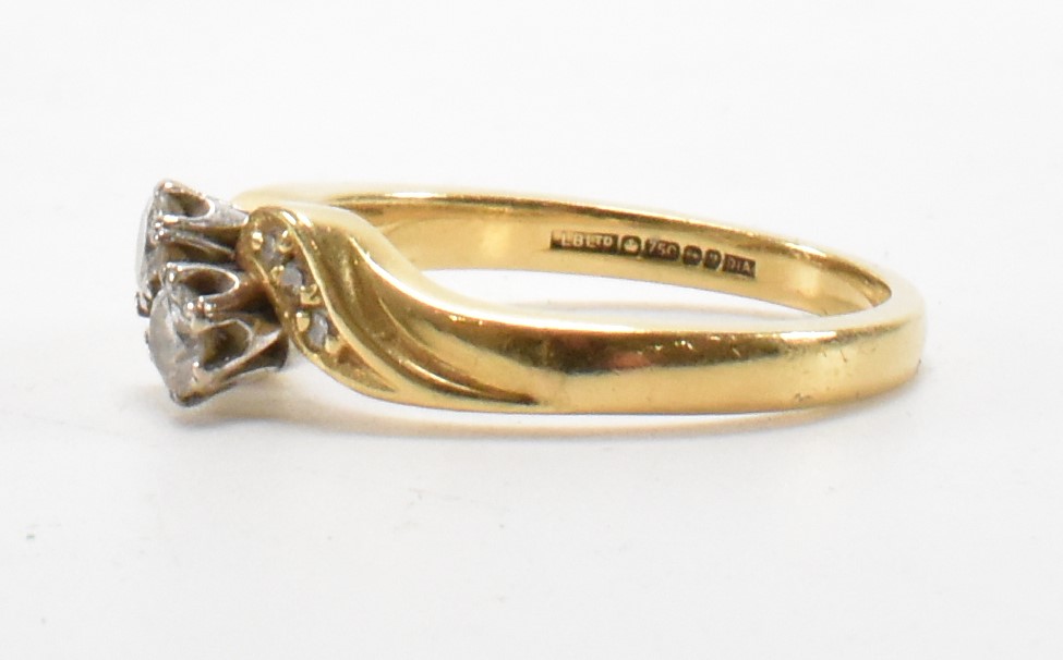 HALLMARKED 18CT GOLD & DIAMOND CROSSOVER RING - Image 3 of 6