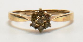 HALLMARKED 9CT GOLD DIAMOND CLUSTER RING