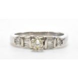 HALLMARKED PLATINUM & DIAMOND RING