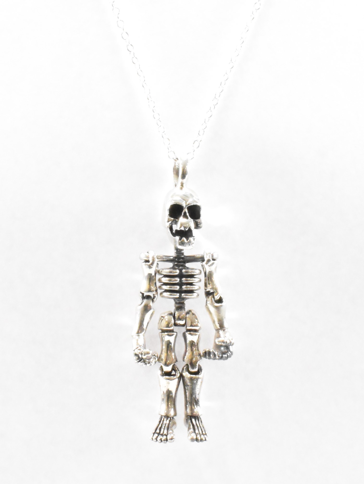 SILVER SKELETON PENDANT NECKLACE - Image 4 of 10