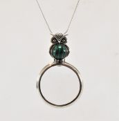 SILVER & MALACHITE MAGNIFYING GLASS PENDANT