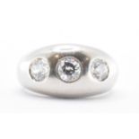 WHITE GOLD & DIAMOND THREE STONE GYPSY RING