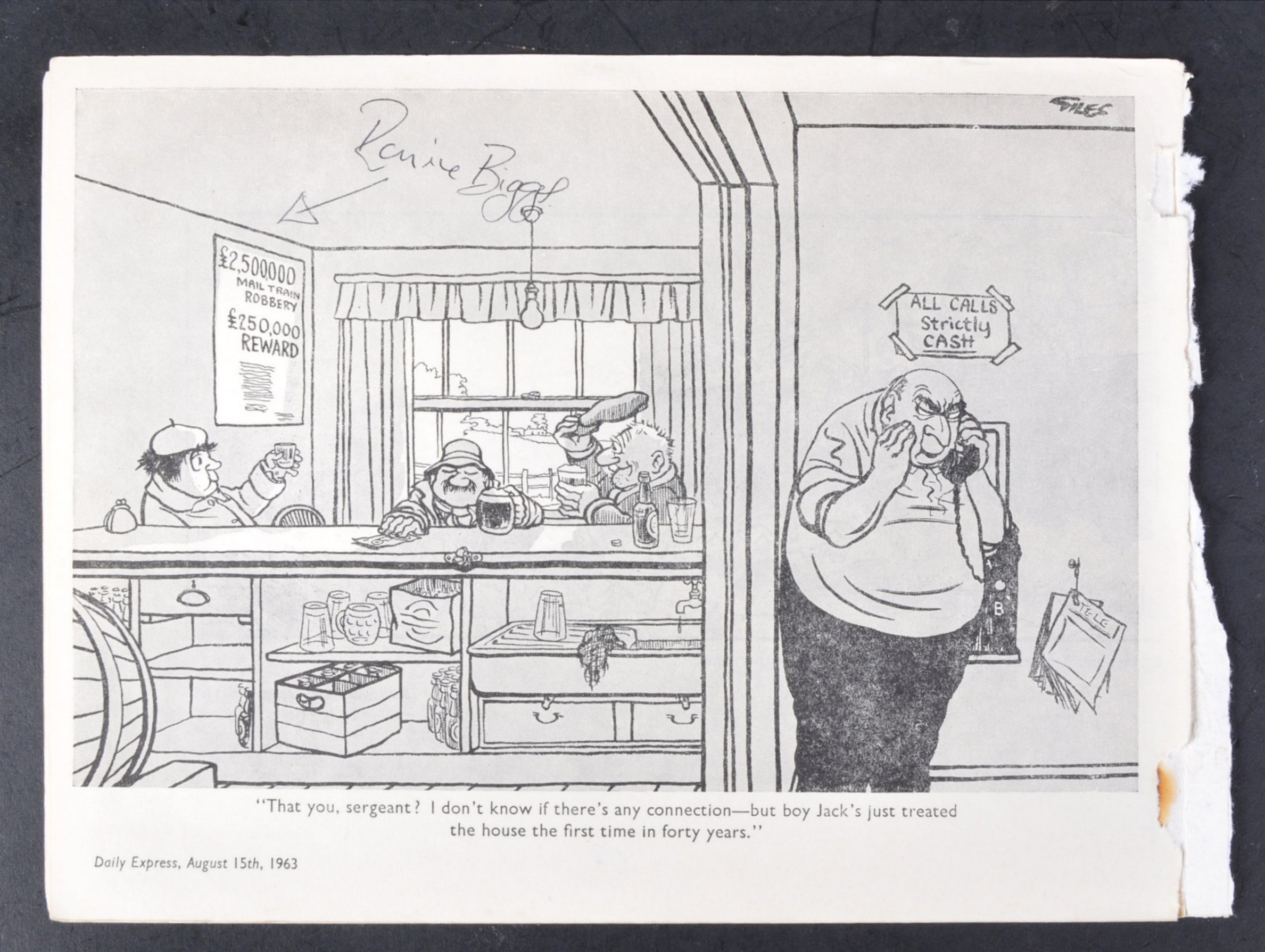 GREAT TRAIN ROBBERY - RONNIE BIGGS (1929-2013) - SIGNED CARTOON