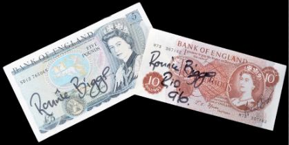GREAT TRAIN ROBBERY - RONNIE BIGGS SIGNED BANK NOTES