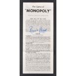 GREAT TRAIN ROBBERY - RONNIE BIGGS AUTOGRAPHED MONOPOLY INSTRUCTIONS