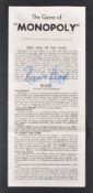 GREAT TRAIN ROBBERY - RONNIE BIGGS AUTOGRAPHED MONOPOLY INSTRUCTIONS