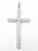 HALLMARKED 9CT WHITE GOLD & DIAMOND CRUCIFIX