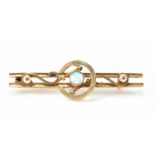 VICTORIAN 15CT GOLD & OPAL BAR BROOCH