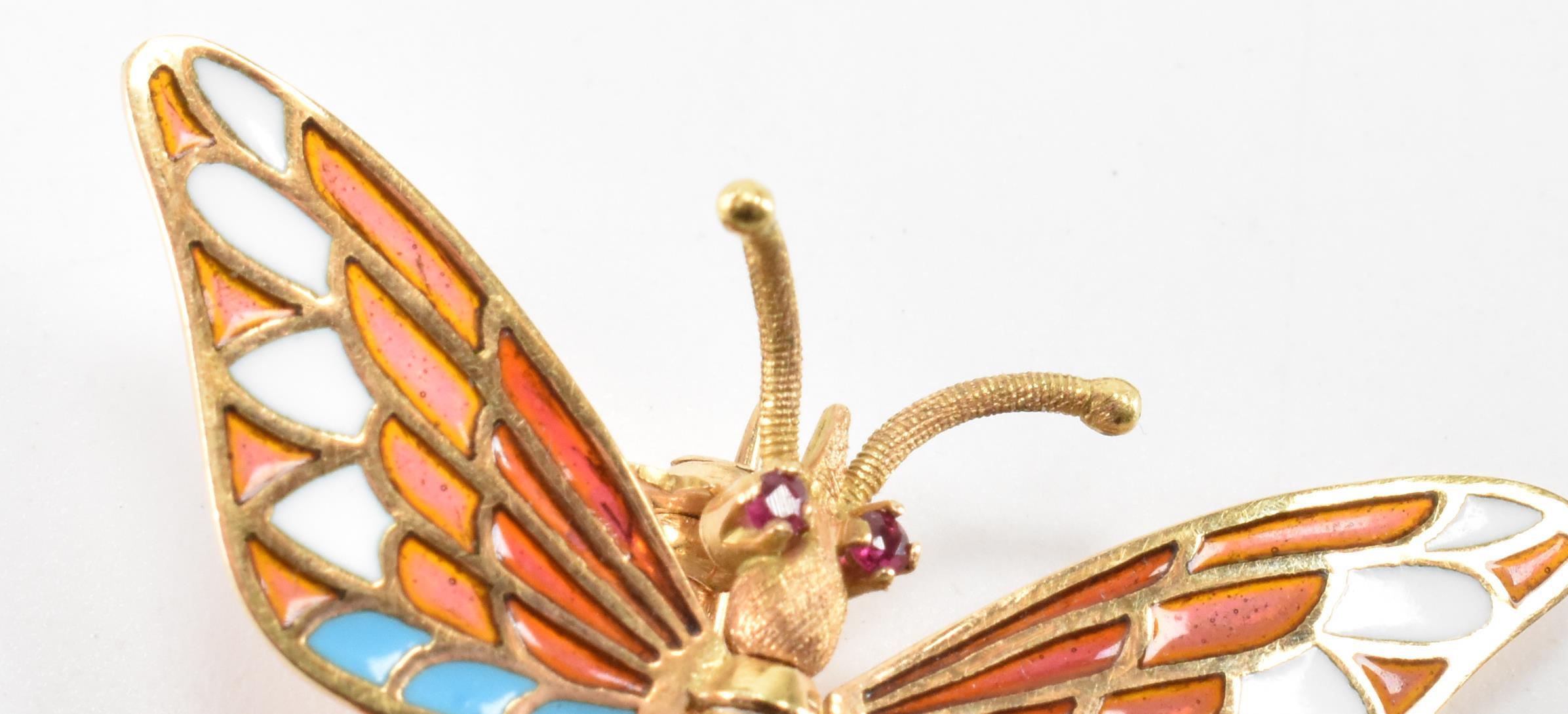 VINTAGE GOLD & PLIQUE A JOUR ENAMELLED BUTTERFLY BROOCH - Image 3 of 7