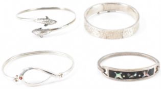 FOUR SILVER BRACELETS - TORQUE & BANGLE STYLES