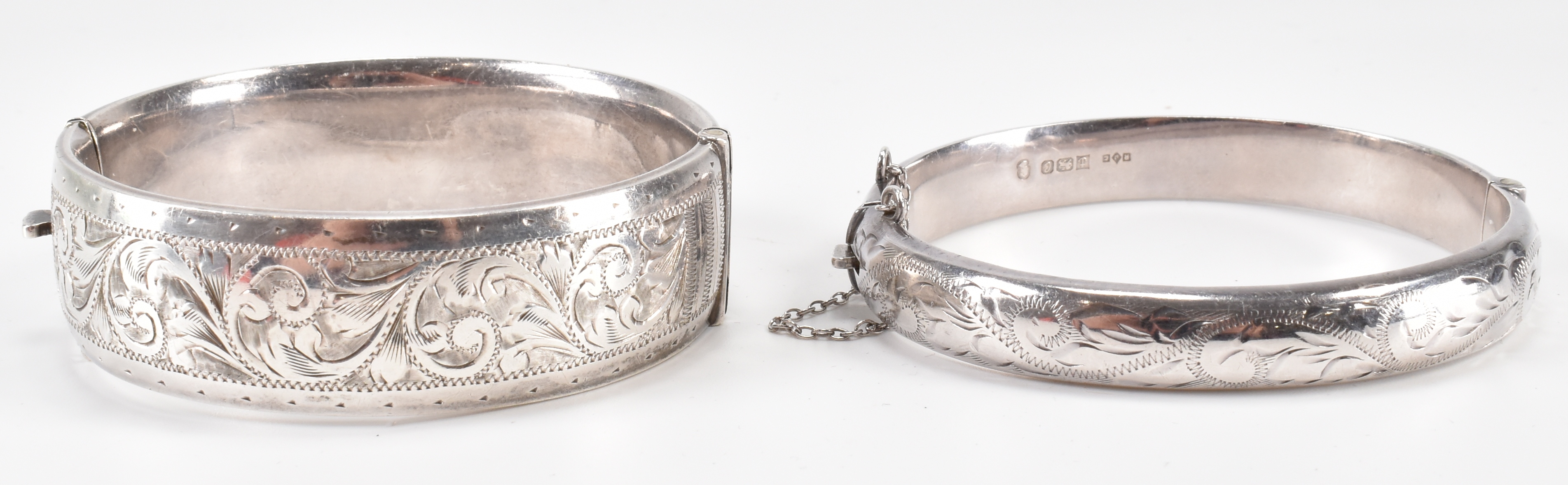 TWO VINTAGE HALLMARKED 925 SILVER BANGLES