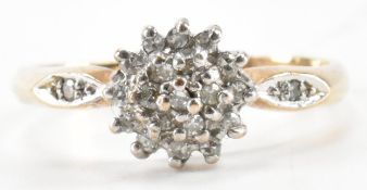 HALLMARKED 9CT GOLD & DIAMOND CLUSTER RING