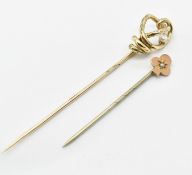 TWO ANTIQUE GOLD STICK PINS