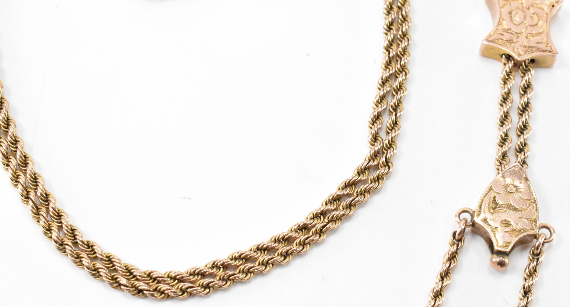 VICTORIAN 9CT GOLD POCKET WATCH CHAIN NECKLACE - Image 3 of 6