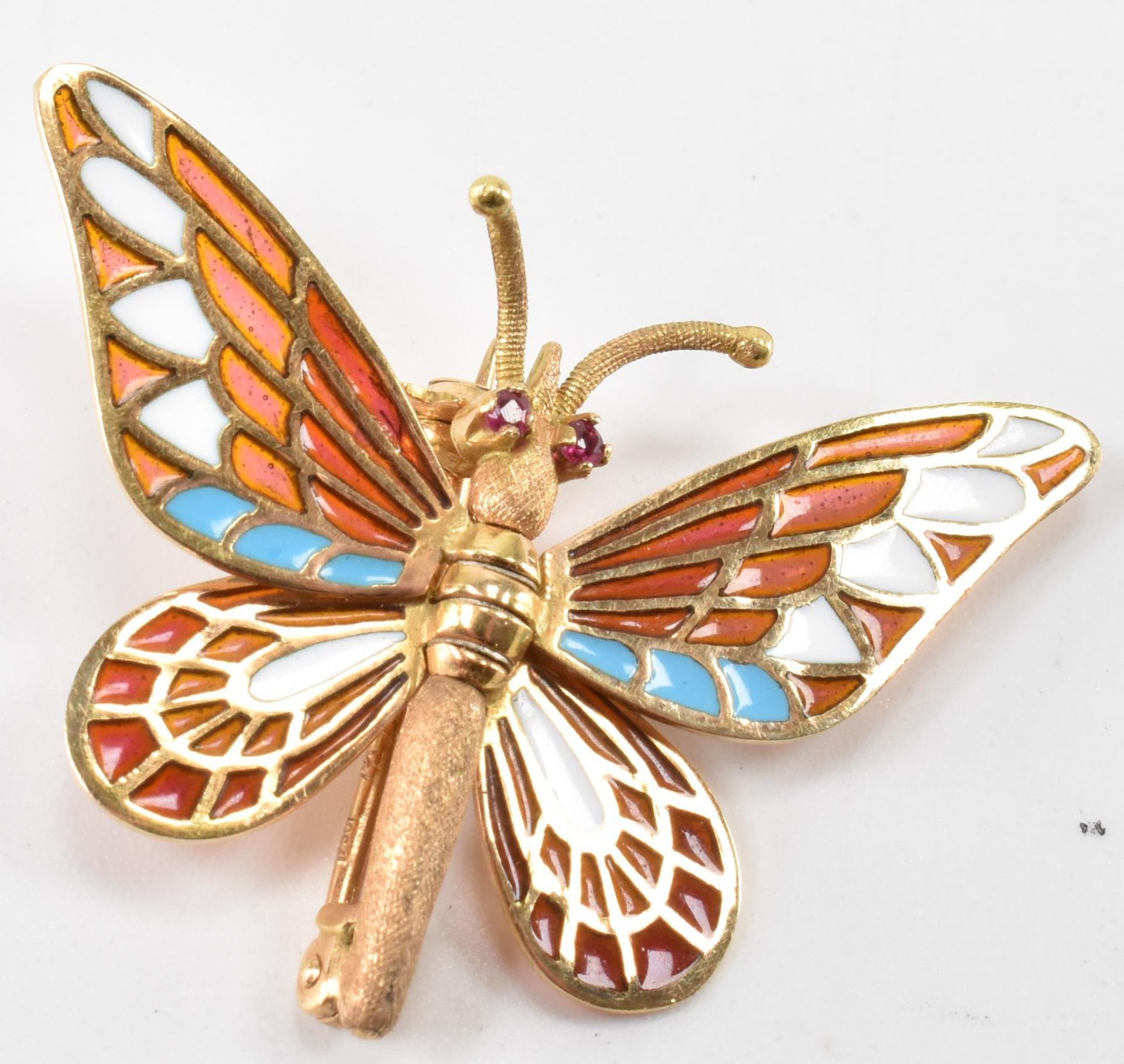 VINTAGE GOLD & PLIQUE A JOUR ENAMELLED BUTTERFLY BROOCH - Image 2 of 7