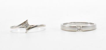 TWO WHITE GOLD & DIAMOND RINGS