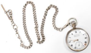 HALLMARKED SILVER HASLEHURST POCKET WATCH & ALBERT CHAIN