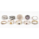 GROUP OF TEN SILVER STONE SET RINGS