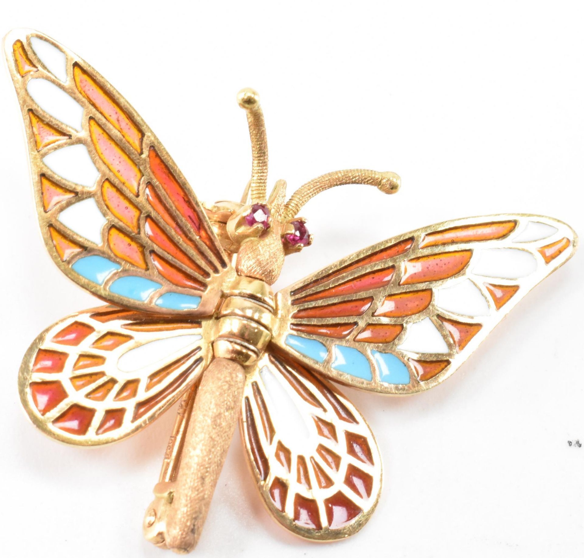 VINTAGE GOLD & PLIQUE A JOUR ENAMELLED BUTTERFLY BROOCH