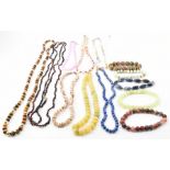 ASSORTMENT OF BEADED QUARTZ & GEMSTONE NECKLACES