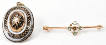 VICTORIAN GOLD LOCKET & BROOCH PIN