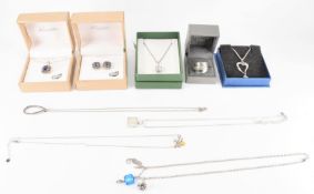 COLLECTION OF SILVER JEWELLERY - NECKLACES & EARRINGS