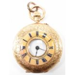 18CT GOLD HALF HUNTER FOB WATCH