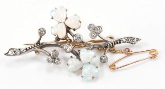 ANTIQUE OPAL & DIAMOND FLORAL SPRAY BROOCH