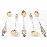 FIVE FRENCH SILVER SCALLOP SHELL SPOONS