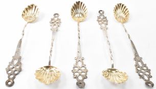 FIVE FRENCH SILVER SCALLOP SHELL SPOONS