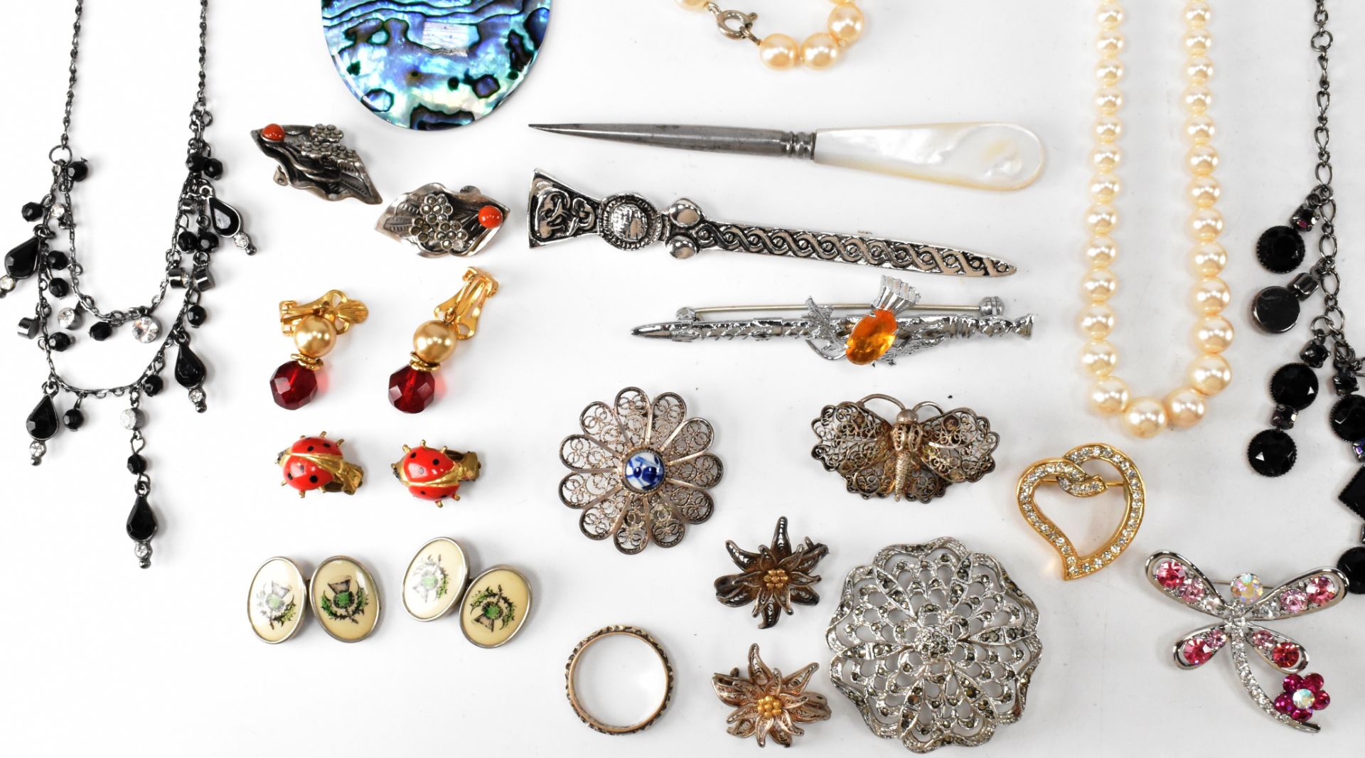 COLLECTION OF COSTUME JEWELLERY WATCHES & SILVER - Image 2 of 10