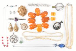 COLLECTION OF COSTUME & WHITE METAL JEWELLERY