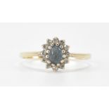 HALLMARKED 9CT GOLD TOPAZ & DIAMOND HALO RING