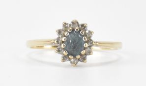 HALLMARKED 9CT GOLD TOPAZ & DIAMOND HALO RING