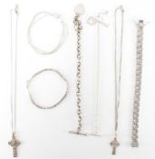 COLLECTION OF SILVER BRACELETS AND NECKLACES