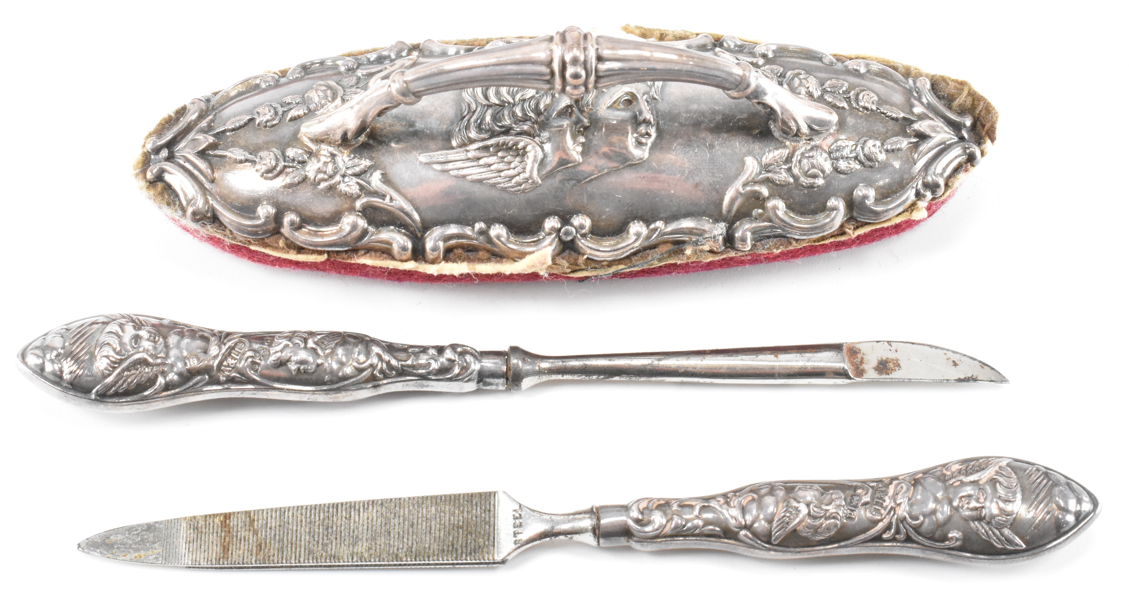 EARLY 20TH CENTURY SILVER BOX BUCKLE & MANICURE SET - Image 4 of 9