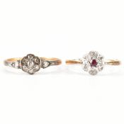 TWO 18CT GOLD & PLATINUM DIAMOND CLUSTER RINGS